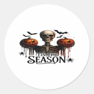 Sticker Rond Crâne de squelette d'Halloween