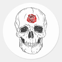 Crâne de squelette os roses noires et rouges paill
