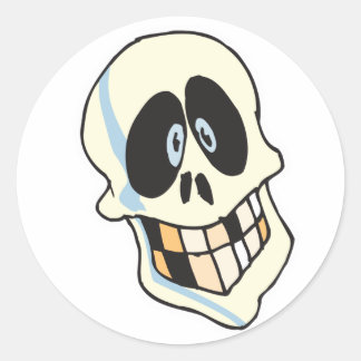Sticker Rond crâne de squelette souriant drôle
