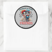 Sticker Rond Crâne de sucre de couple mignon (Sac)