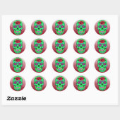 Sticker Rond Crâne de sucre Halloween Lime vert pourpre (Feuille)