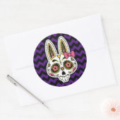 Sticker Rond Crâne de sucre Halloween Pâques Jour de lapin mort (Enveloppe)