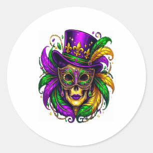 Sticker Rond Crâne de sucre mardi gras nouveau voyage carnaval