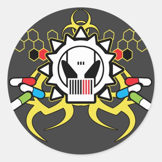 Sticker Rond Crâne de technologie de bioaléa (Devant)