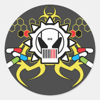 Sticker Rond Crâne de technologie de bioaléa