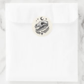 Sticker Rond Crâne de thylacine - Dotwork Conception inspirée d (Sac)