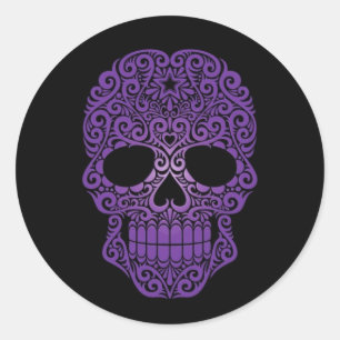 Sticker Rond Crâne de tourbillonnement pourpre de sucre sur le