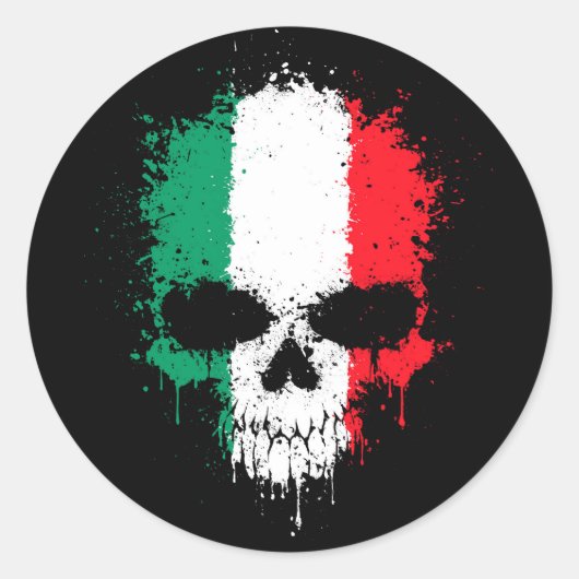 Sticker Rond Crâne d'éclaboussure d'égoutture de l'Italie (Devant)