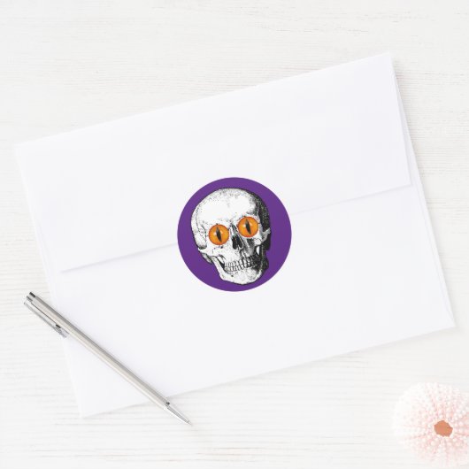 Sticker Rond Crâne Demon Eyed (Enveloppe)