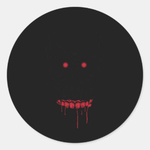 Sticker Rond Crâne déplaisant Aux Yeux Avec Dents Et Yeux Rouge