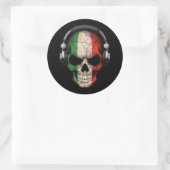 Sticker Rond Crâne Dj italien personnalisable avec casque (Sac)