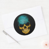 Sticker Rond Crâne drapeau ukrainien personnalisable (Enveloppe)
