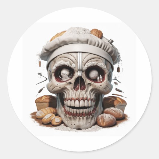 Sticker Rond Crâne drôle (Devant)