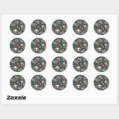 Sticker Rond Crâne en fleurs (Feuille)