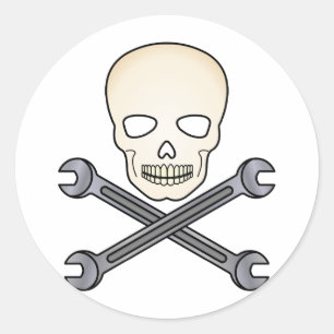 Sticker Rond Crâne et clé X