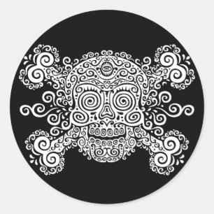 Sticker Rond Crâne et crossbones de sucre II