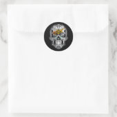 Sticker Rond Crâne et drapeau Rose de Chypre (Sac)