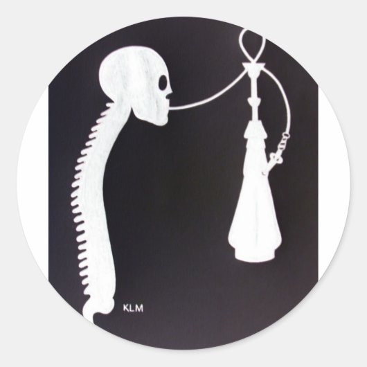 Sticker Rond Crâne et épine avec Hookah (Devant)