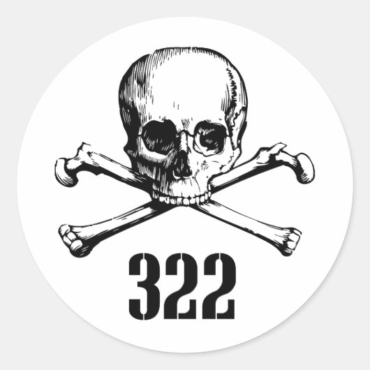 Sticker Rond Crâne et os 322 (Devant)