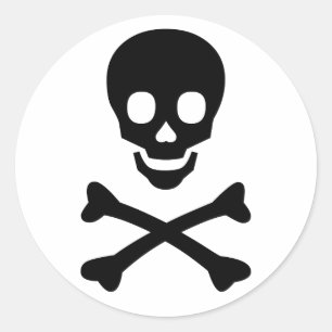 Sticker Rond Crâne et os croisés