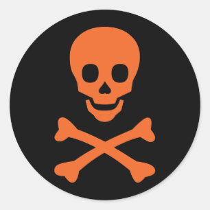 Sticker Rond Crâne et os croisés