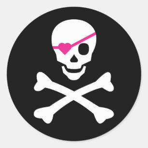 Sticker Rond Crâne et os croisés