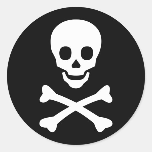 Sticker Rond Crâne et os croisés (Devant)