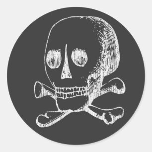 Sticker Rond Crâne et Os Croisés Anglés