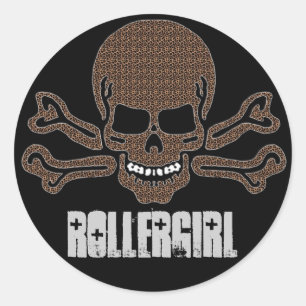 Sticker Rond crâne et os croisés d'empreinte de léopard