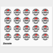 Sticker Rond Crâne et os croisés Santa Hat (Feuille)