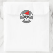 Sticker Rond Crâne et os croisés Santa Hat (Sac)