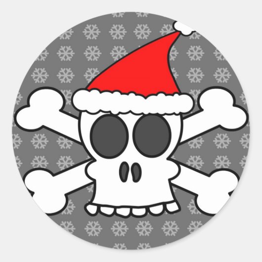 Sticker Rond Crâne et os croisés Santa Hat (Devant)