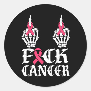Sticker Rond Crâne et os croisés Squelette Cancer Du Sein 1