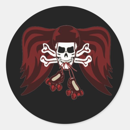 Sticker Rond crâne et patins (Devant)