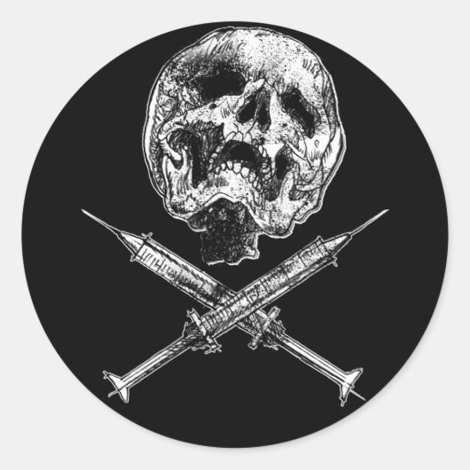 Sticker Rond Crâne et seringues (Devant)