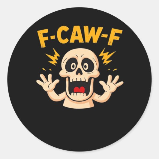 Sticker Rond Crâne F-Caw-F d'Halloween (Devant)