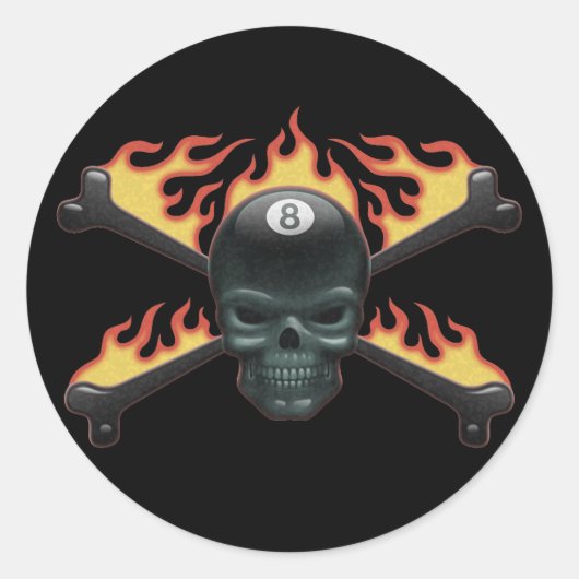 Sticker Rond Crâne flamme 8 (Devant)
