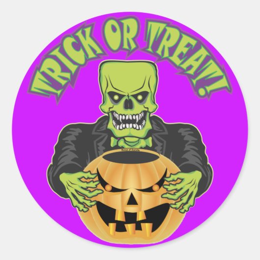 Sticker Rond Crâne Frankenstein (Devant)