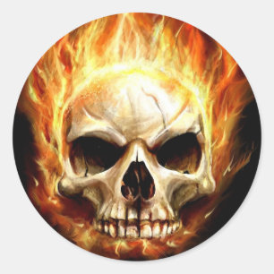 STICKER ROND CRÂNE HORREUR