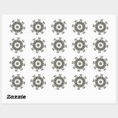 Sticker Rond Crâne Humain Effrayant Mandala (Feuille)