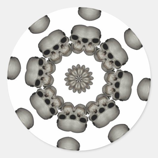 Sticker Rond Crâne Humain Effrayant Mandala (Devant)