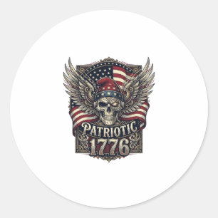 Sticker Rond Crâne Liberté Cyber Patriotique Futur Cyberpunk Gr