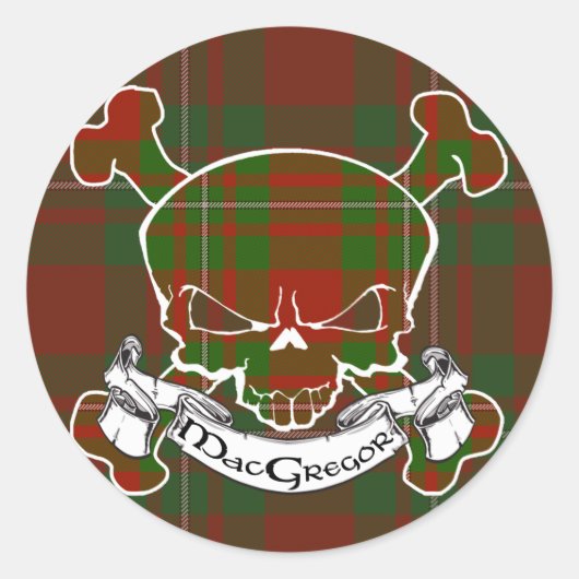 Sticker Rond Crâne MacGregor Tartan (Devant)