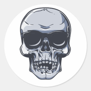Sticker Rond Crâne métallique Tête de mort métal skull