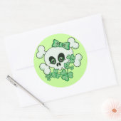 Sticker Rond Crâne mignon avec Shamrock (Enveloppe)