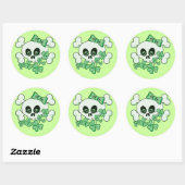 Sticker Rond Crâne mignon avec Shamrock (Feuille)