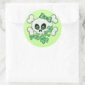 Sticker Rond Crâne mignon avec Shamrock (Sac)