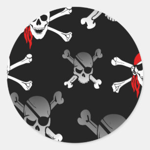 Sticker Rond crâne n os Parti Pirate