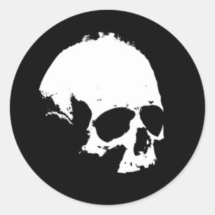 Sticker Rond Crâne noir et blanc