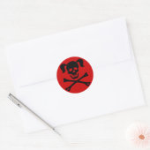 Sticker Rond Crâne noir et os croisés avec queue (Enveloppe)